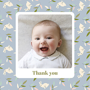 Bouncing bunny blue blue baby thank you cards Bouncing bunny blue blue baby thank you cards
