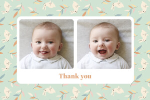 Baby Thank You Cards Bouncing bunny (landscape) green Baby Thank You Cards Bouncing bunny (landscape) green