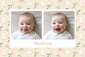 Bouncing bunny (landscape) beige beige baby thank you cards Bouncing bunny (landscape) beige beige baby thank you cards