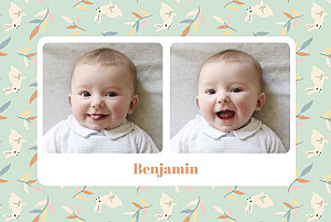 Bouncing bunny (landscape) green baby announcements 跳跃兔(景观)绿色宝宝公告