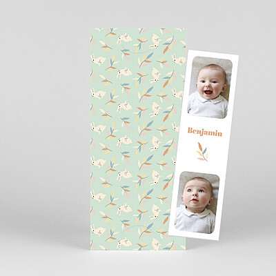 Bouncing bunny (bookmark) green girls baby announcements Bouncing bunny (bookmark) green girls baby announcements