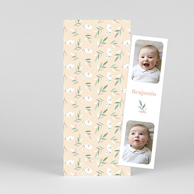 Bouncing bunny (bookmark) beige beige baby announcements Bouncing bunny (bookmark) beige beige baby announcements