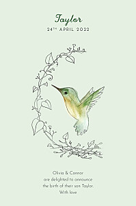 Little hummingbird (portrait) green photo baby announcements Little hummingbird (portrait) green photo baby announcements