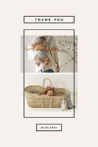 Minimalist frame portrait chalk beige baby thank you cards Minimalist frame portrait chalk beige baby thank you cards