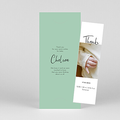 Candor (bookmark) green baby thank you cards Candor(书签)绿宝贝谢谢你的卡