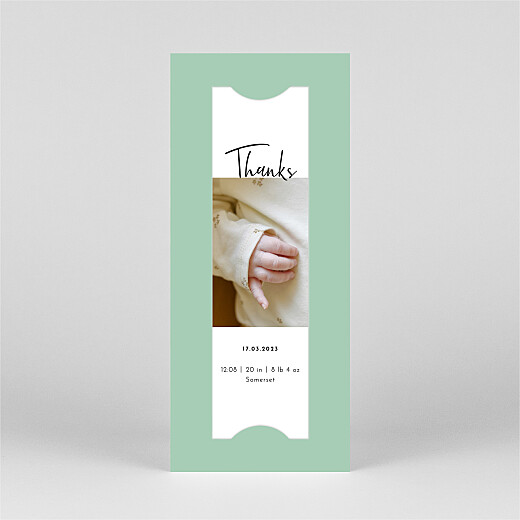 Baby Thank You Cards Candor (bookmark) green - View 2