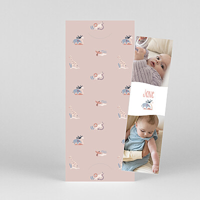 Savanna parade (bookmark) pink pink baby thank you cards Savanna parade (bookmark) pink pink baby thank you cards