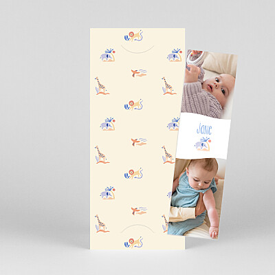 Savanna parade (bookmark) beige baby thank you cards 稀树草原游行(书签)米色婴儿感谢卡