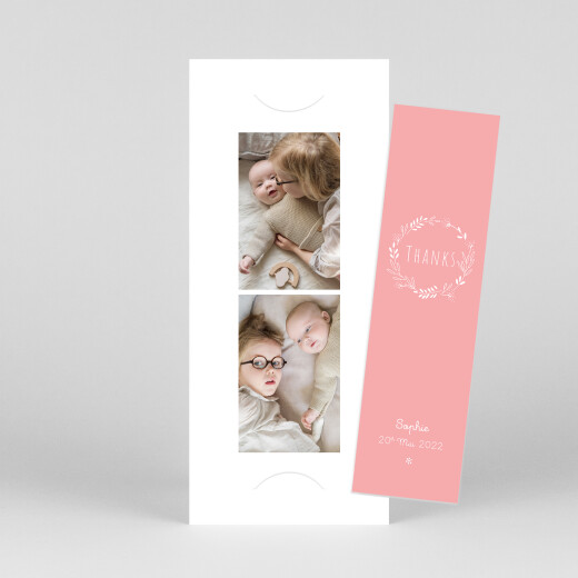Baby Thank You Cards Pleasant pastures (bookmark) green pink - View 1
