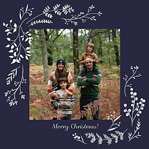 Festive leaves (4 pages) blue family christmas cards Festive leaves (4 pages) blue family christmas cards