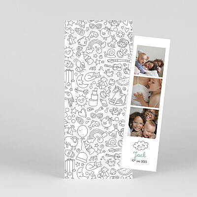 Colour in! by omy (bookmark) white girls baby announcements Colour in! by omy (bookmark) white girls baby announcements