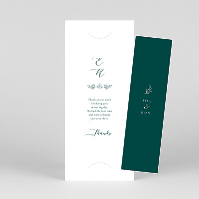 Pleasant pastures (bookmark) green rustic wedding thank you cards Pleasant pastures (bookmark) green rustic wedding thank you cards