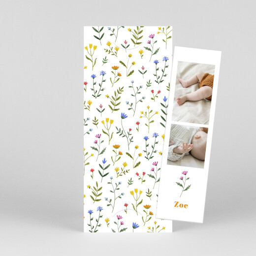 Baby Announcements Wildflowers (Bookmark) White - View 1