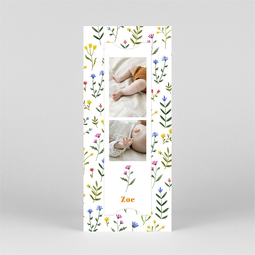 Baby Announcements Wildflowers (Bookmark) White - View 2