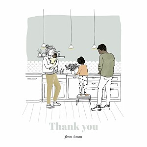 Family moments (4 pages) white blue baby thank you cards Family moments (4 pages) white blue baby thank you cards