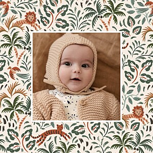 Jungle rhythm green beige baby thank you cards Jungle rhythm green beige baby thank you cards