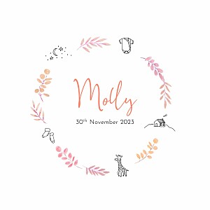 Botanical bliss (4 pages) pink pink baby announcements Botanical bliss (4 pages) pink pink baby announcements