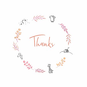 Botanical bliss (4 pages) pink summer baby thank you cards Botanical bliss (4 pages) pink summer baby thank you cards
