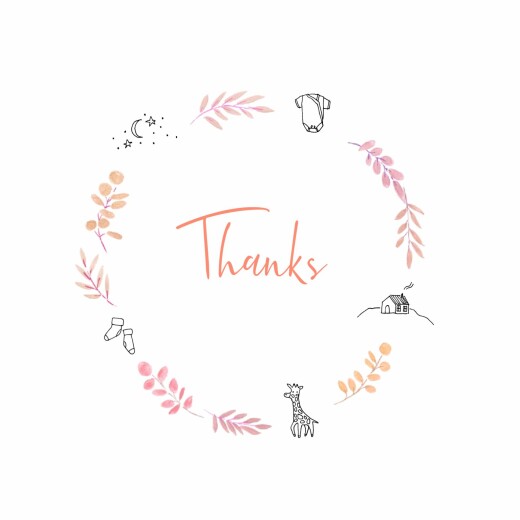 Baby Thank You Cards Botanical Bliss (4 pages) Pink - Page 1 Baby Thank You Cards Botanical Bliss (4 pages) Pink - Page 1