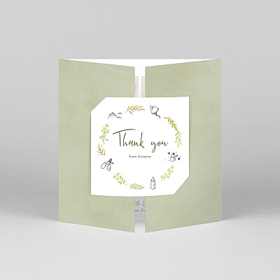 Botanical bliss (gatefold) green green baby thank you cards Botanical bliss (gatefold) green green baby thank you cards