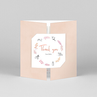Botanical bliss (gatefold) pink pink baby thank you cards Botanical bliss (gatefold) pink pink baby thank you cards