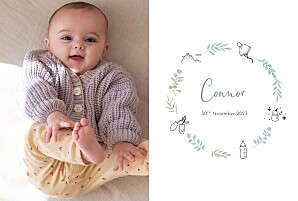 Botanical bliss (4 pages) blue baby announcements 植物学福佑(4页)蓝色宝宝公告