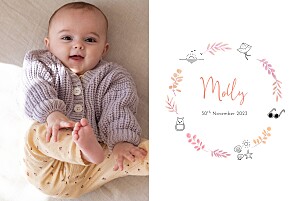 Botanical bliss (4 pages) pink pink baby announcements Botanical bliss (4 pages) pink pink baby announcements