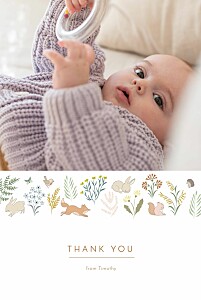 Woodland friends (portrait) green green baby thank you cards Woodland friends (portrait) green green baby thank you cards