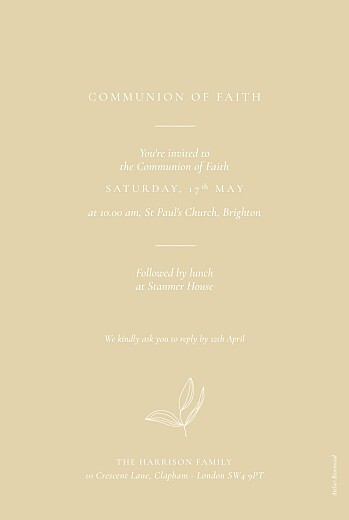 Communion Invitations Love Poems Yellow - Back