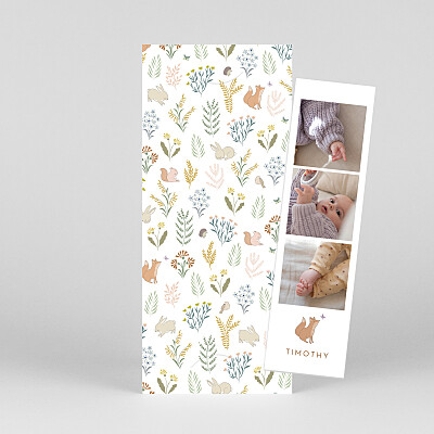 Woodland friends (bookmark) green unique baby thank you cards Woodland friends (bookmark) green unique baby thank you cards