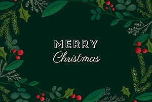 Winter berries (landscape) green business christmas cards Winter berries (landscape) green business christmas cards