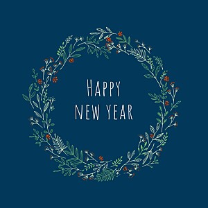 Holiday wreath blue green business christmas cards Holiday wreath blue green business christmas cards