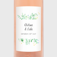 Wedding Wine Labels Floral frame White