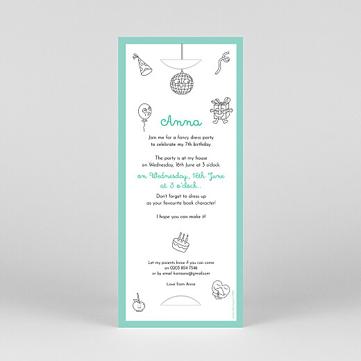 Kids Party Invitations Colour in! by OMY (Bookmark) White - View 4
