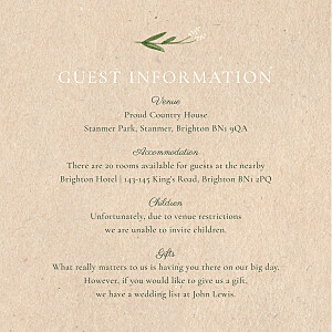 Everlasting love beige guest information cards Everlasting love beige guest information cards