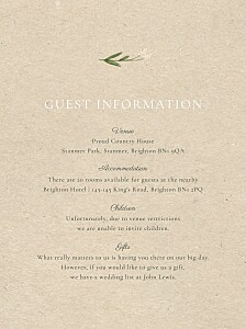 Everlasting love (portrait) beige guest information cards Everlasting love (portrait) beige guest information cards