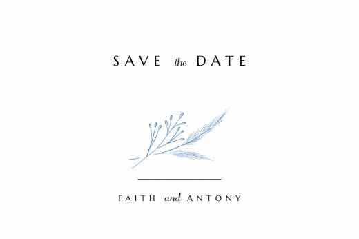 Save The Dates Delicate Greenery Blue - Front