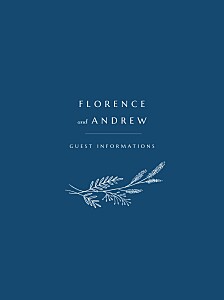 Delicate greenery (portrait) blue guest information cards Delicate greenery (portrait) blue guest information cards