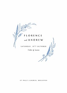 Delicate greenery blue traditional wedding order of service booklets Delicate greenery blue traditional wedding order of service booklets