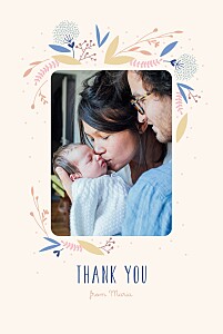 Elegant multicolored foliage (4 pages) portrait pink pink baby thank you cards Elegant multicolored foliage (4 pages) portrait pink pink baby thank you cards