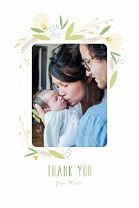 Elegant multicolored foliage (4 pages) portrait green green baby thank you cards Elegant multicolored foliage (4 pages) portrait green green baby thank you cards