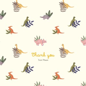 Baby Thank You Cards Dino Baby (4 pages) beige