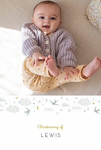 Dreamland (portrait) blue christening invitations Dreamland (portrait) blue christening invitations
