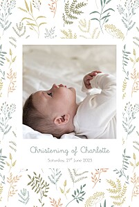 Liberty leaves (portrait) blue christening invitations Liberty leaves (portrait) blue christening invitations
