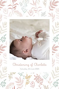 Liberty leaves (portrait) pink pink christening invitations Liberty leaves (portrait) pink pink christening invitations