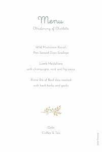 Liberty leaves green boys christening menus Liberty leaves green boys christening menus