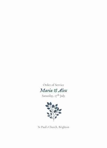 Wedding Order of Service Booklet Covers Verdure Bouquet Blue - Page 1