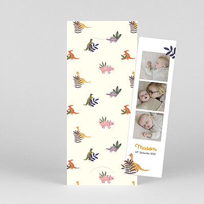 Dino baby (bookmark) beige photo baby thank you cards Dino baby (bookmark) beige photo baby thank you cards
