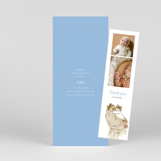 Baby Thank You Cards Ernest and Célestine I (bookmark) Blue - View 1