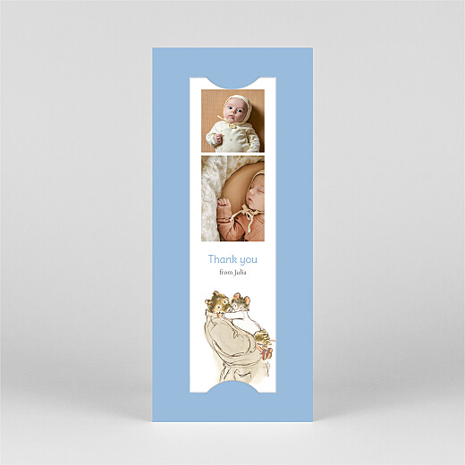Baby Thank You Cards Ernest and Célestine I (bookmark) Blue - View 2